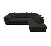 Furnishings For Less UK Casper Chenille Large 5 Seater L Shaped Corner Sofa Right Hand Facing in Black Furnishings For Less UK Black