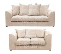 Furnishings For Less UK Casper Chenille Sofa Set 3 & 2 Seater Sofa Scatter Back Curved Arm in Beige Furnishings For Less UK Beige