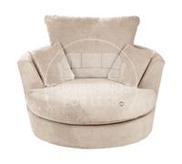 Furnishings For Less UK Casper Chenille Swivel Chair 360 Rotation Foam Single Seater in Beige Furnishings For Less UK Beige