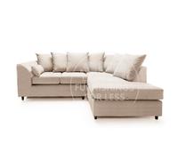 Furnishings For Less UK Casper Soft Chenille Fabric 3 To 4 Seater L Shaped Corner Sofa Beige Right Hand Facing - Scatter Back