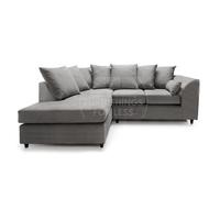 Furnishings For Less UK Casper Soft Chenille Fabric 3 To 4 Seater L Shaped Corner Sofa Grey Left Hand Facing - Scatter Back