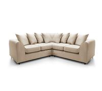 Furnishings For Less UK Casper Soft Chenille Fabric 5 Seater L Shaped Corner Sofa Beige - Scatter Back