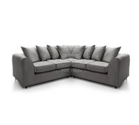 Furnishings For Less UK Casper Soft Chenille Fabric 5 Seater L Shaped Corner Sofa Grey - Scatter Back