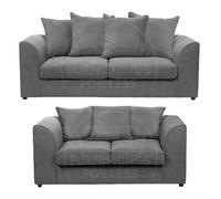 Furnishings For Less UK Casper Soft Chenille Fabric Fabric Sofaset 3 And 2 Seater Sofa Grey - Scatter Back