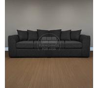 Furnishings For Less UK Casper Soft Chenille Fabric Long 4 Seater Sofa Black - Scatter Back