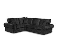 Furnishings For Less UK Chelsea Black Crushed Velvet Large 4 Seater Corner Sofa 1 Corner 2 Rolled Arms
