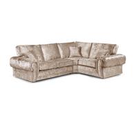 Furnishings For Less UK Chelsea Mink Crushed Velvet Large 4 Seater Corner Sofa 2 Corner 1 Rolled Arms