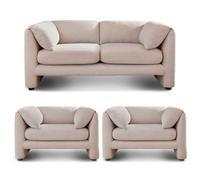 Furnishings For Less UK Chester 3 Piece Boucle Cream Fabric Sofas 2 + 1 + 1