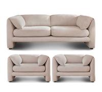 Furnishings For Less UK Chester 3 Piece Boucle Cream Fabric Sofas 3 + 1 + 1