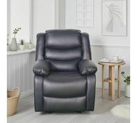 Furnishings For Less UK Cortland Leather Look Single Seater Armchair Manual Reclining Black