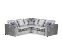 Furnishings For Less UK Crystal 5 Seater Crushed Velvet Fabric Corner Sofa L Shaped 2 Corner 2 - Full Back in Silver Furnishings For Less UK Silver