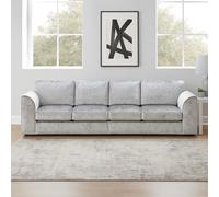 Furnishings For Less UK Crystal Crushed Velvet Long 4 Seater Sofa Full Back Curved Arm Full Back in Silver Furnishings For Less UK Silver