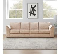 Furnishings For Less UK Crystal Crushed Velvet Long 4 Seater Sofa Full Back Curved Arm Full Back in Beige Furnishings For Less UK Beige