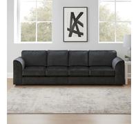 Furnishings For Less UK Crystal Crushed Velvet Long 4 Seater Sofa Full Back Curved Arm Full Back in Black Furnishings For Less UK Black