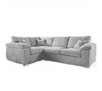Furnishings For Less UK Delta Large 4 Seater Corner Sofa Left Hand Facing Jumbo Cord L Shape in Silver Furnishings For Less UK Silver Large