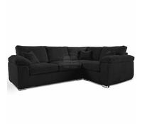 Furnishings For Less UK Delta Large 4 Seater Corner Sofa Right Hand Facing Jumbo Cord L Shape in Black Furnishings For Less UK Black Large