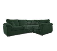 Furnishings For Less UK Delta Large 4 Seater Corner Sofa Right Hand Facing Jumbo Cord L Shape in Green Furnishings For Less UK Green Large