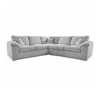Furnishings For Less UK Delta Large 5 Seater Corner Sofa Jumbo Cord L Shape in Silver Furnishings For Less UK Silver Large