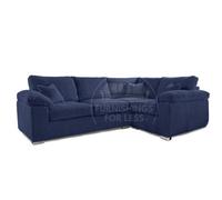 Furnishings For Less UK Delta Large Blue 4 Seater Corner Sofa Right Hand Facing Jumbo Cord L Shape