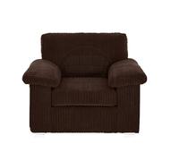 Furnishings For Less UK Delta Large Fabric Armchair Sofa Padded Arms Jumbo Cord Chocolate