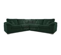 Furnishings For Less UK Delta Large Green 5 Seater Corner Sofa Jumbo Cord L Shape