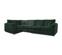 Furnishings For Less UK Delta Large Long Narrow 5 Seater Corner Sofa Left Hand Facing Jumbo Cord L Shape in Green Furnishings For Less UK Green Large