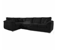 Furnishings For Less UK Delta Large Long Narrow 5 Seater Corner Sofa Left Hand Facing Jumbo Cord L Shape in Black Furnishings For Less UK Black Large