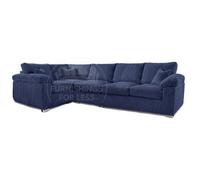 Furnishings For Less UK Delta Large Long Narrow Blue 5 Seater Corner Sofa Left Hand Facing Jumbo Cord L Shape