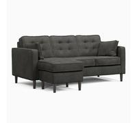 Furnishings For Less UK Eden L Shaped Reversible Chaise 3 Seater Graphite Chenille Fabric