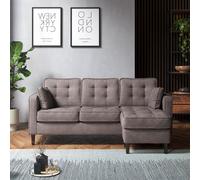 Furnishings For Less UK Eden L Shaped Reversible Chaise 3 Seater Pewter Chenille Fabric
