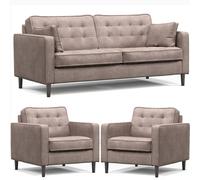 Furnishings For Less UK Eden Pewter Chenille Fabric 3 Piece Sofa Suite 3 Seater And 2 Armchairs