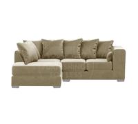 Furnishings For Less UK Ella Boxed Arm Plush Velvet 3 to 4 Seater L Shaped Corner Sofa Grey Left Hand Facing in Beige Furnishings For Less UK Beige