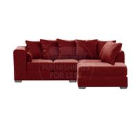 Furnishings For Less UK Ella Boxed Arm Plush Velvet 3 To 4 Seater L Shaped Corner Sofa Red Right Hand Facing
