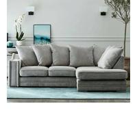 Furnishings For Less UK Kensington Deluxe Chenille Corner Sofa 3 - 4 Seater L Shaped Corner Sofa Right Hand Facing Charcoal or Seal in Light Grey Furnishings For Less UK Light Grey