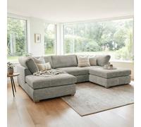 Furnishings For Less UK Kenzo U-Shaped 4-5 Seater Chenille Fabric Sofa Pewter in Light Grey Furnishings For Less UK Light Grey