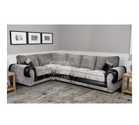 Furnishings For Less Portland Mixed Fabric Cord 5 Seater L Shape Corner Sofa - Black and Grey - Left Hand Facing