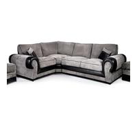 Furnishings For Less UK Large Portland Fabric & Leather 4 Seater L Shaped Corner Sofa Roll Arm Fullback Left Hand Facing in Grey Furnishings For Less UK Grey