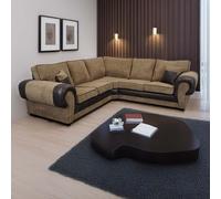 Furnishings For Less Portland Mixed Fabric Cord 5 Seater Corner Sofa - Brown and Beige