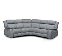 Furnishings For Less UK Linden Leather Aire Fabric Manual Reclining Sofa L Shape 5 Seater