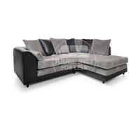 Furnishings For Less UK Luca 3-4 Seater L Shaped Corner Sofa Fabric & Leather Trim Black & Grey Right Hand Facing Furnishings For Less UK Grey