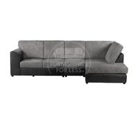 Furnishings For Less UK Luxor Black And Grey Jumbo Cord Large 5 Seater Corner Sofa Long Right Hand Facing - Full Back