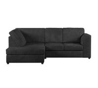 Furnishings For Less UK Luxor Black Jumbo Cord 4 Seater Corner Sofa Left Hand Facing - Full Back