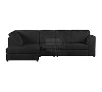 Furnishings For Less UK Luxor Black Jumbo Cord Large 5 Seater Corner Sofa Long Left Hand Facing - Full Back