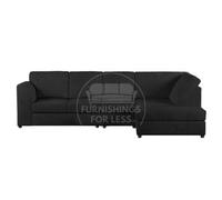 Furnishings For Less UK Luxor Black Jumbo Cord Large 5 Seater Corner Sofa Long Right Hand Facing - Full Back