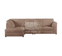 Furnishings For Less UK Luxor Coffee Jumbo Cord Large 5 Seater Corner Sofa Long Left Hand Facing - Full Back