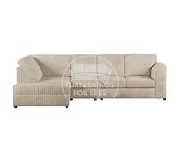 Furnishings For Less UK Luxor Cream Jumbo Cord Large 5 Seater Corner Sofa Long Left Hand Facing - Full Back