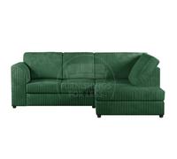 Furnishings For Less UK Luxor Green Jumbo Cord 4 Seater Corner Sofa Right Hand Facing - Full Back