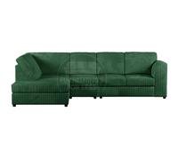 Furnishings For Less UK Luxor Green Jumbo Cord Large 5 Seater Corner Sofa Long Left Hand Facing - Full Back