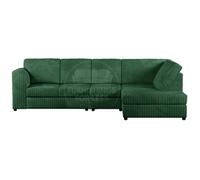 Furnishings For Less UK Luxor Green Jumbo Cord Large 5 Seater Corner Sofa Long Right Hand Facing - Full Back