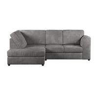 Furnishings For Less UK Luxor Grey Jumbo Cord 4 Seater Corner Sofa Left Hand Facing - Full Back